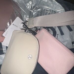 Lululemon Cream and Pink Mini Pouches